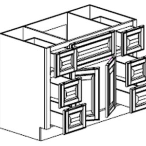 Vanity Sink Combo Single Sink — 60" Wide, Six Drawers, Two Doors
