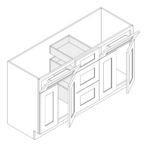 Vanity Sink Combo Double Sink — 60" Wide, Three Drawers, Four Doors
