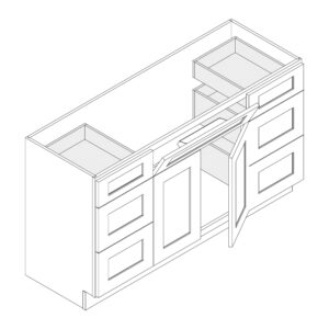 Vanity Sink Combo — 48", 54" & 60" Wide, Six Drawers, Two Doors