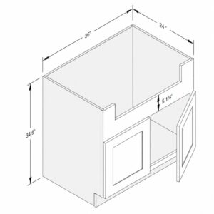 Farmhouse Sink Base 36" wide × 24" deep × 34.5" high, with 5 1/4" sink opening