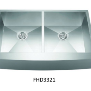 Kitchen Sink — Farmhouse Equal Double Bowl Apron Front Sink — 33"W × 10"H × 21"D