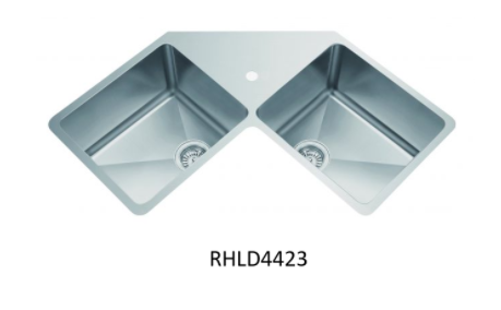 Kitchen Sink — Low Divide Double Bowl Undermount Sink — 44¼"W × 10"H × 23½"D