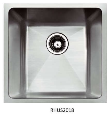 Kitchen Sink — Reverse Handmade Single Bowl Undermount Sink — 20"W × 9"H × 18"D