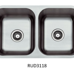 Kitchen Sink — Radius Double Bowl Undermount Sink — 31⅛"W × 9"H × 18"D