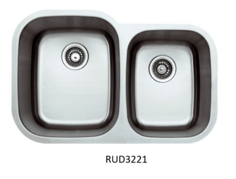 Kitchen Sink — Radius Double Bowl Undermount Sink — 32¾"W × 9"H × 20½"D